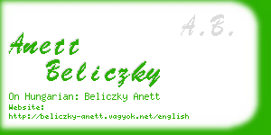 anett beliczky business card